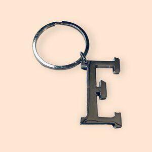 Silver Toned Alphabet Letter "E" Keychain Keyring